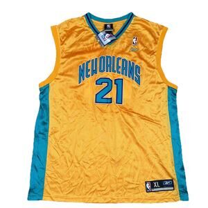 NWT Reebok #21 Jamaal Magloire New Orleans Hornets NBA Vintage Yellow Jersey XL